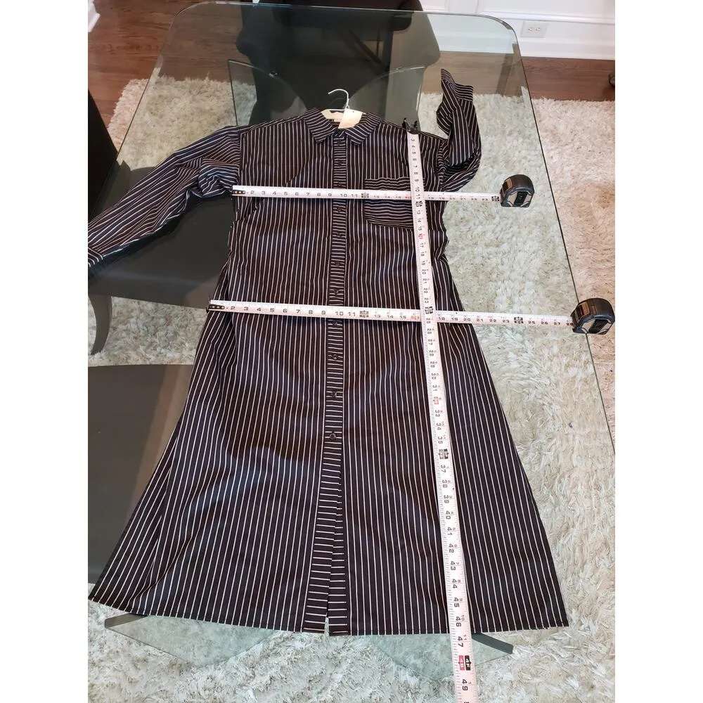 A New Day Dress Women L Black White Striped Shirt Long Sleeve Cotton Midi - Image 14