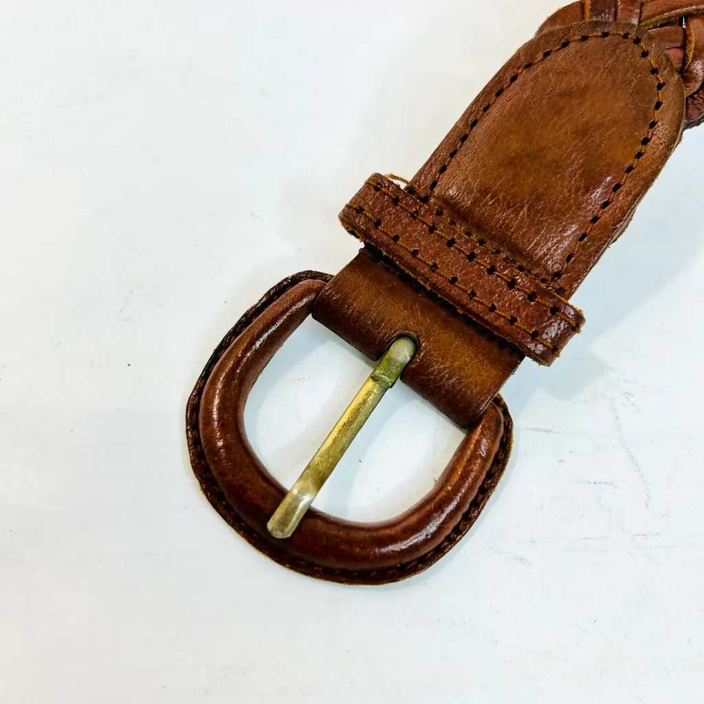 Brown Woven Leather Belt 38” - Image 6