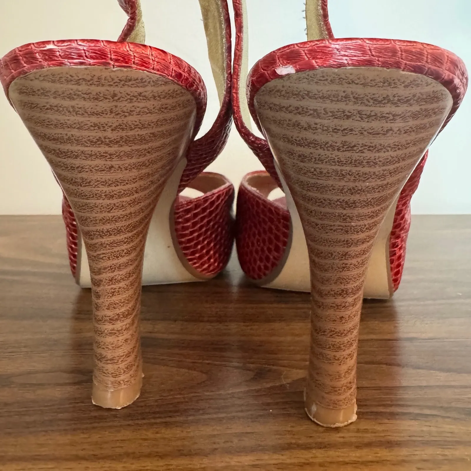 Y2K Vintage Steve Madden Pink Croc Print Slingback Heels sz 7 Exotic Edgy 90s - Image 7