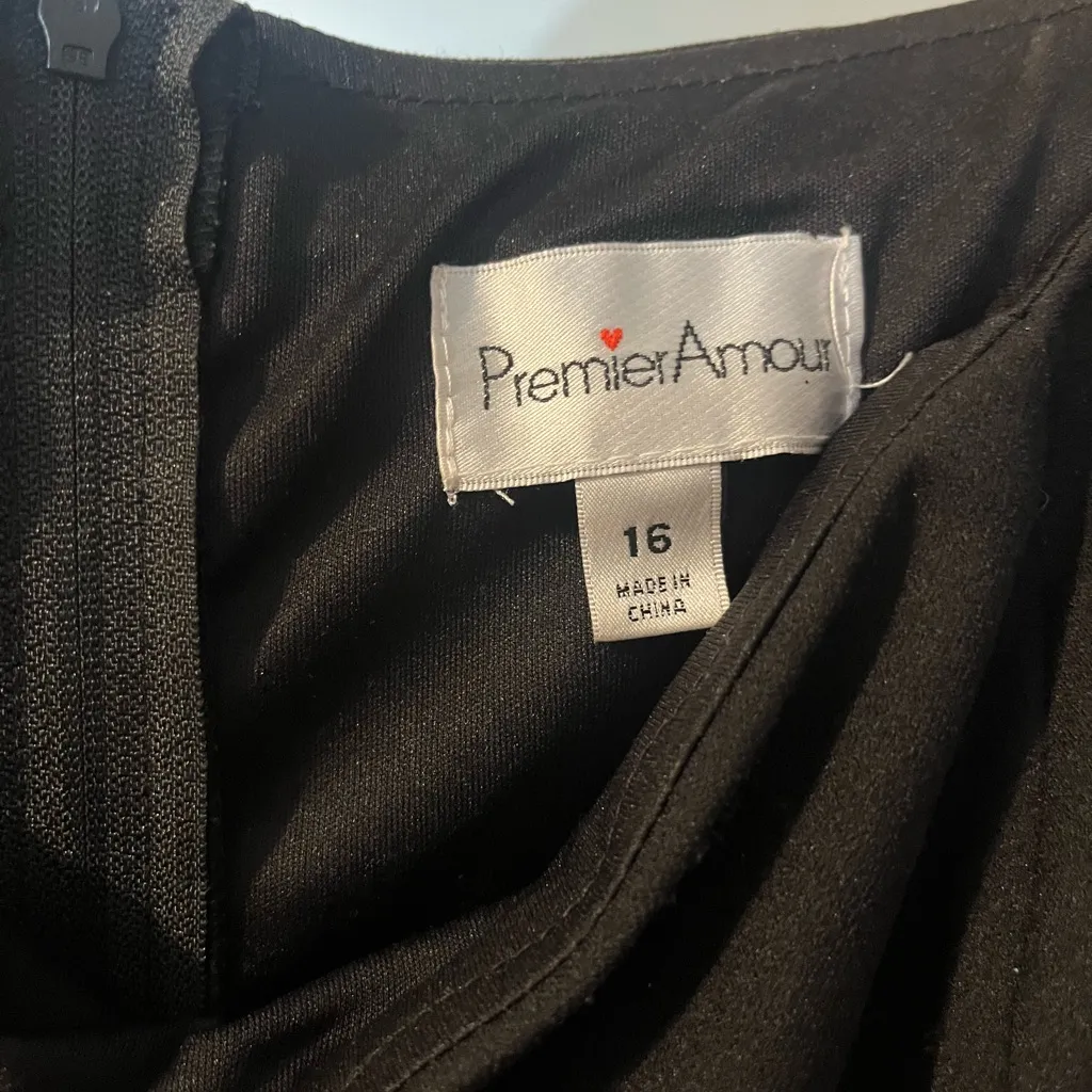 Premier Black Sheath Dress with Puff Cap Sleeves Size 16 - Image 4