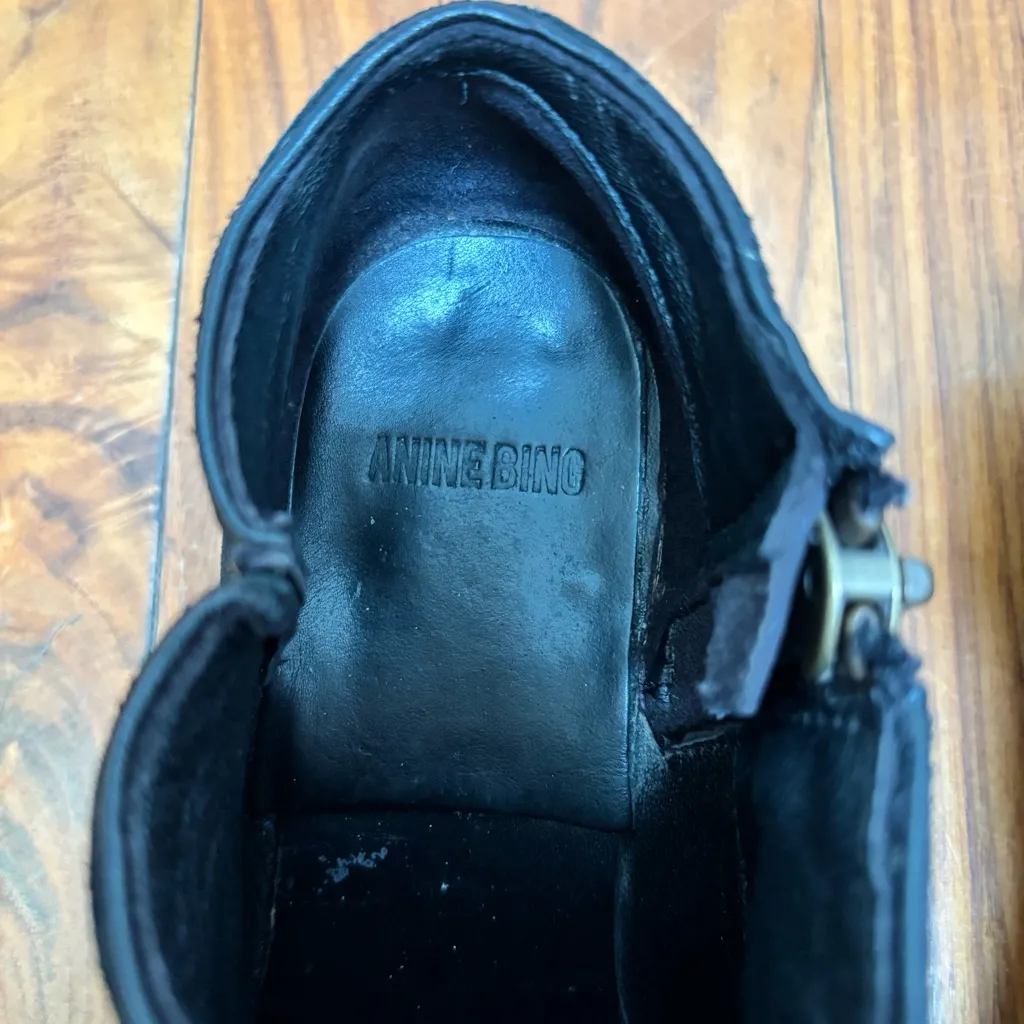 Anine Bing Lou Black Leather Ankle Western Cowgirl Ankle Boots 37 / 7 - Image 9