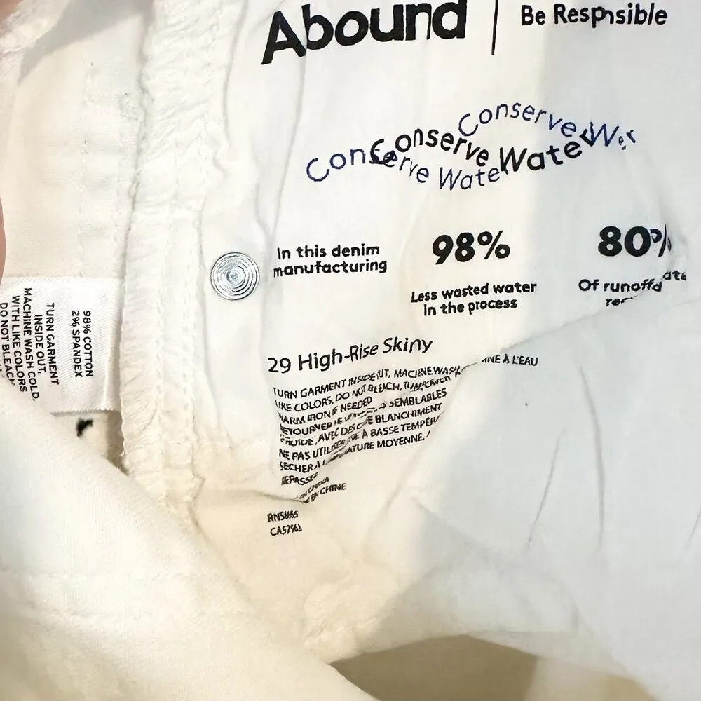 NWT Abound by Nordstrom Sustainable Denim White High Rise Skinny Jeans - 29 - Image 4