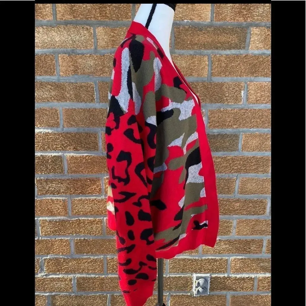 Sen cocoon camoflage open sweater m Red Size M - Image 9