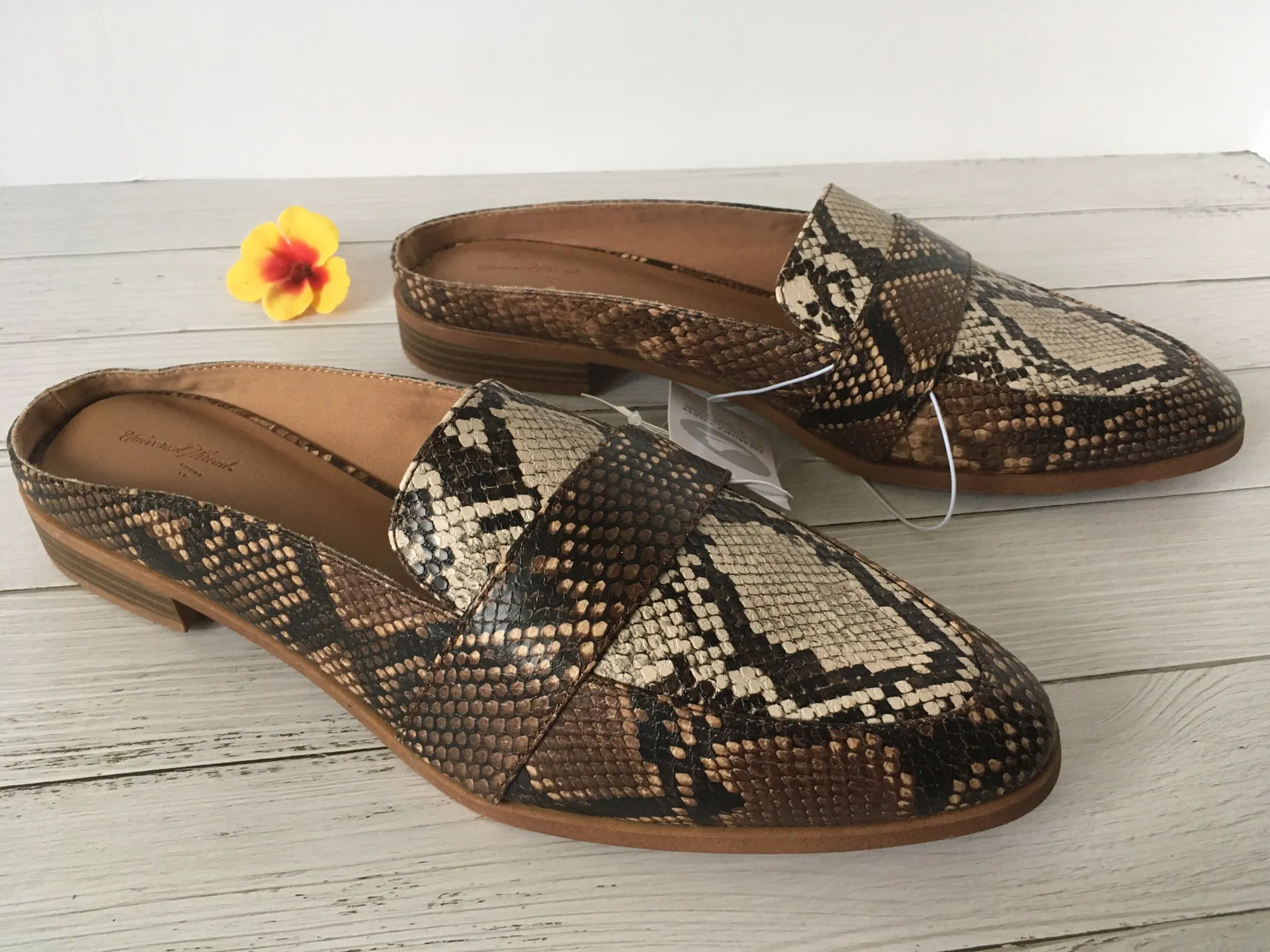 Snake Print Mules, Size 11 Brown - Image 2