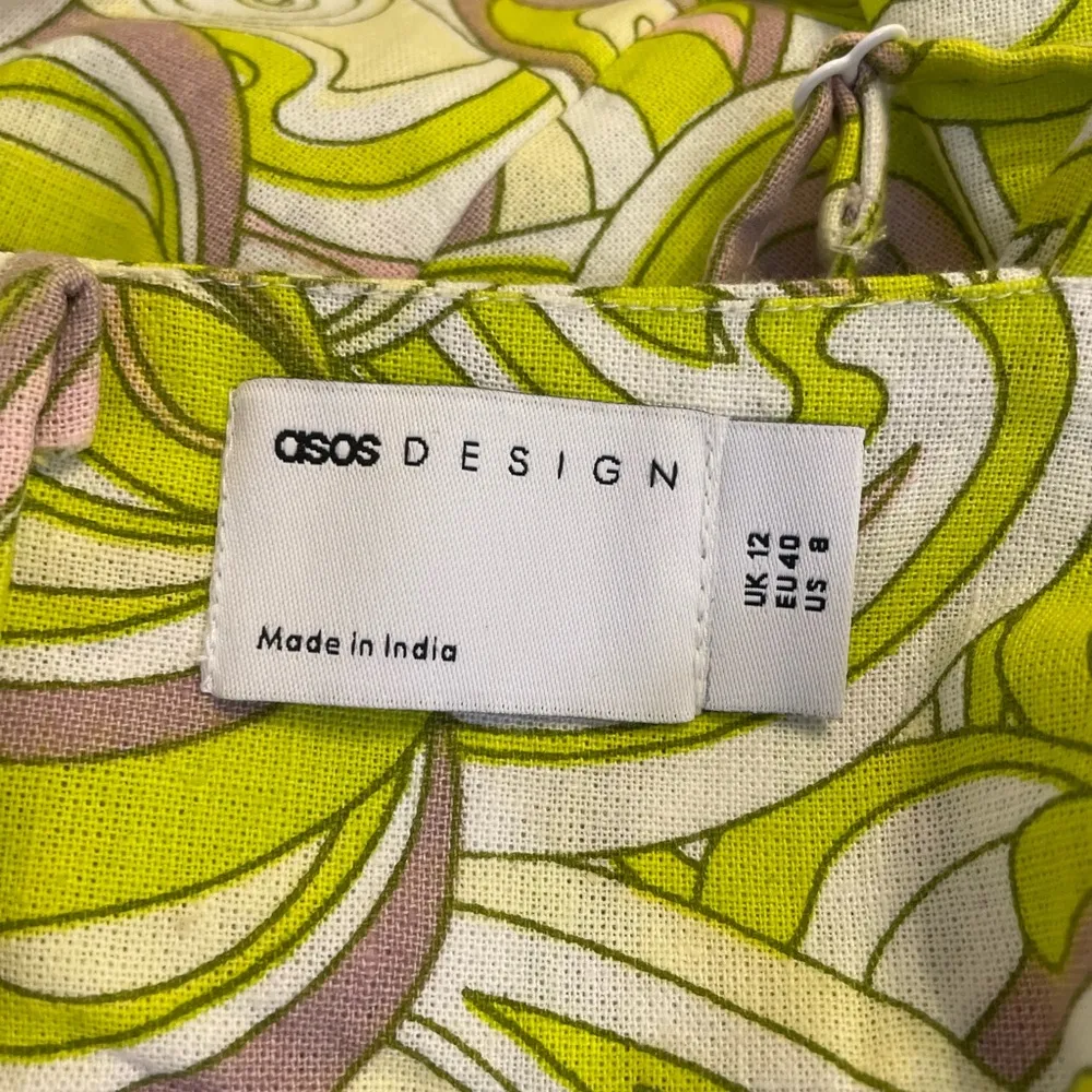 ASOS DESIGN knot front cut out mini sundress 60s swirl print lime green Pucci - Image 12