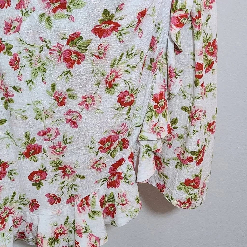 MINKPINK Green and Pink Floral Mini Dress Size Medium Wedding Guest Dress - Image 5