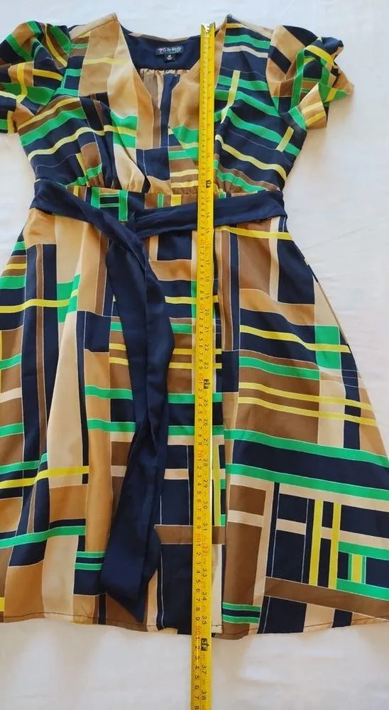 The Webster Miami Dress Womens Size Medium Stretch Waist Knee Length Tie Lined - Image 15