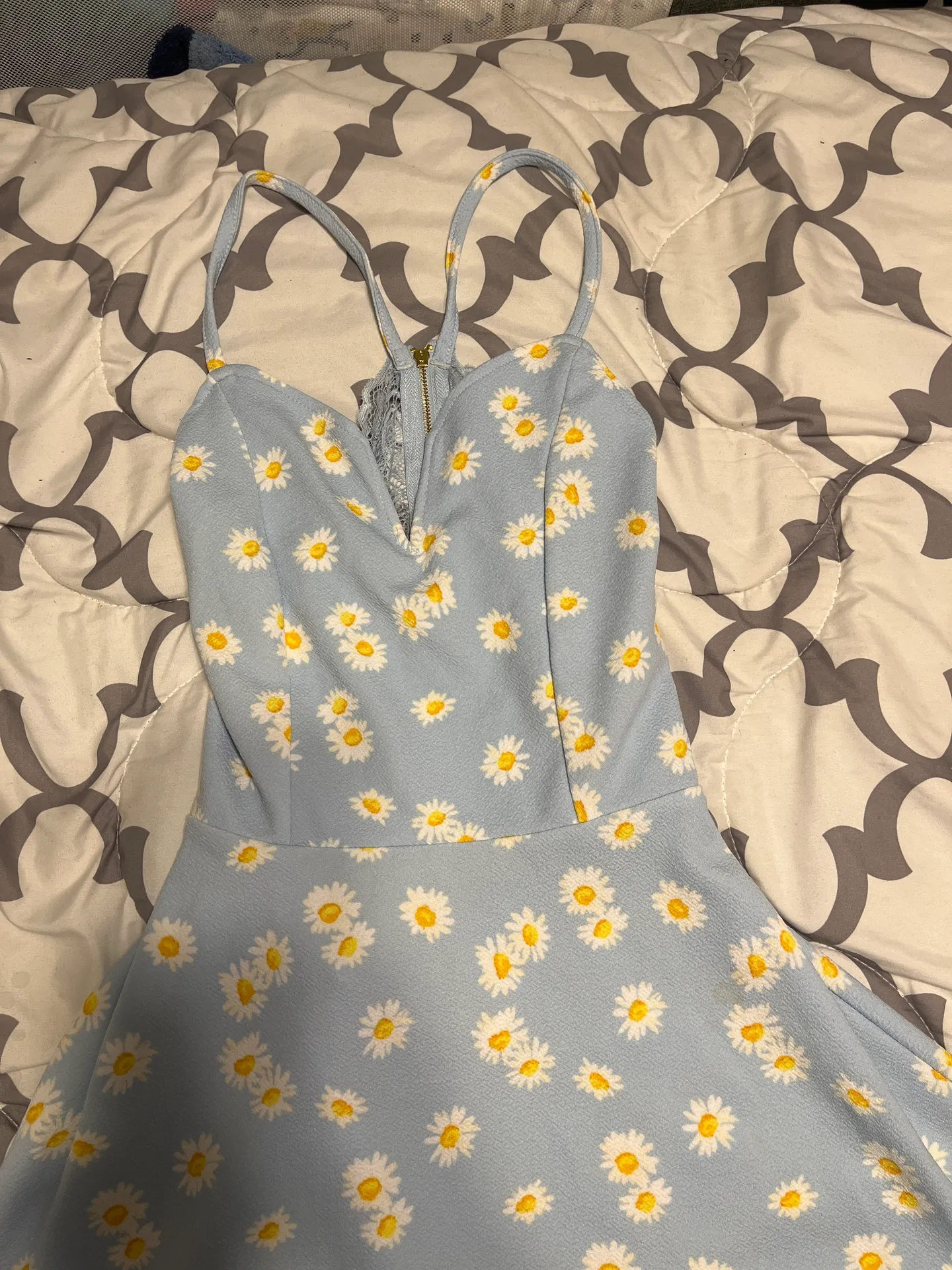 Flower Print Blue Dress - Image 3
