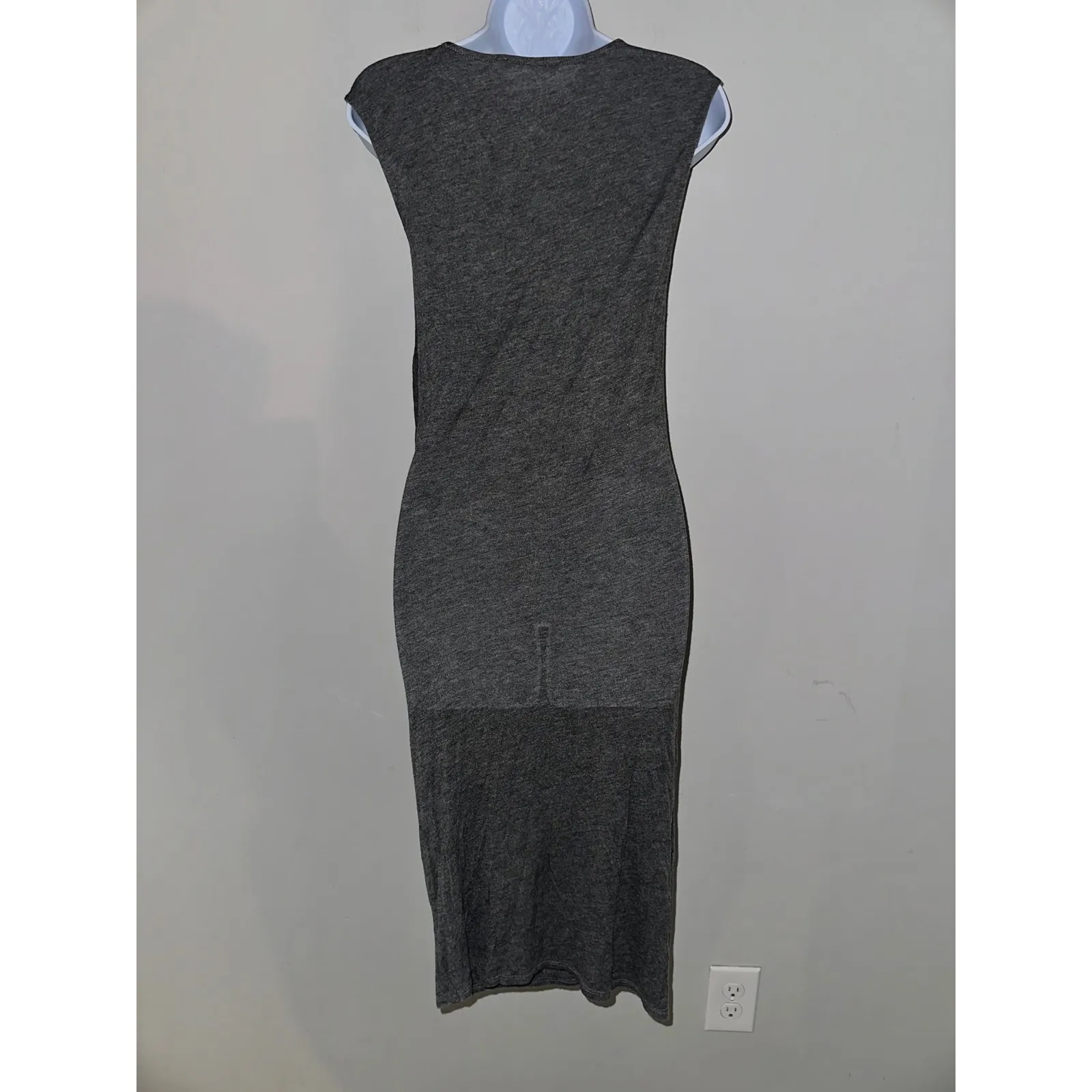 Joie Soft Gray Cowl‎ Neck Sleeveless Ruched Midi Dress Size S - Image 4