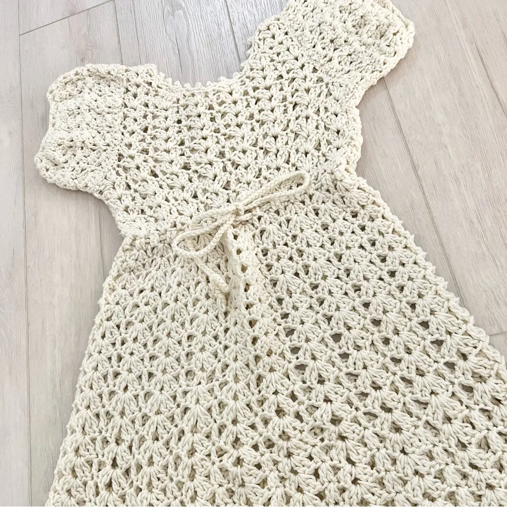 Handmade Crochet Knit Mini Dress | Best Fits a Size XS - Image 2