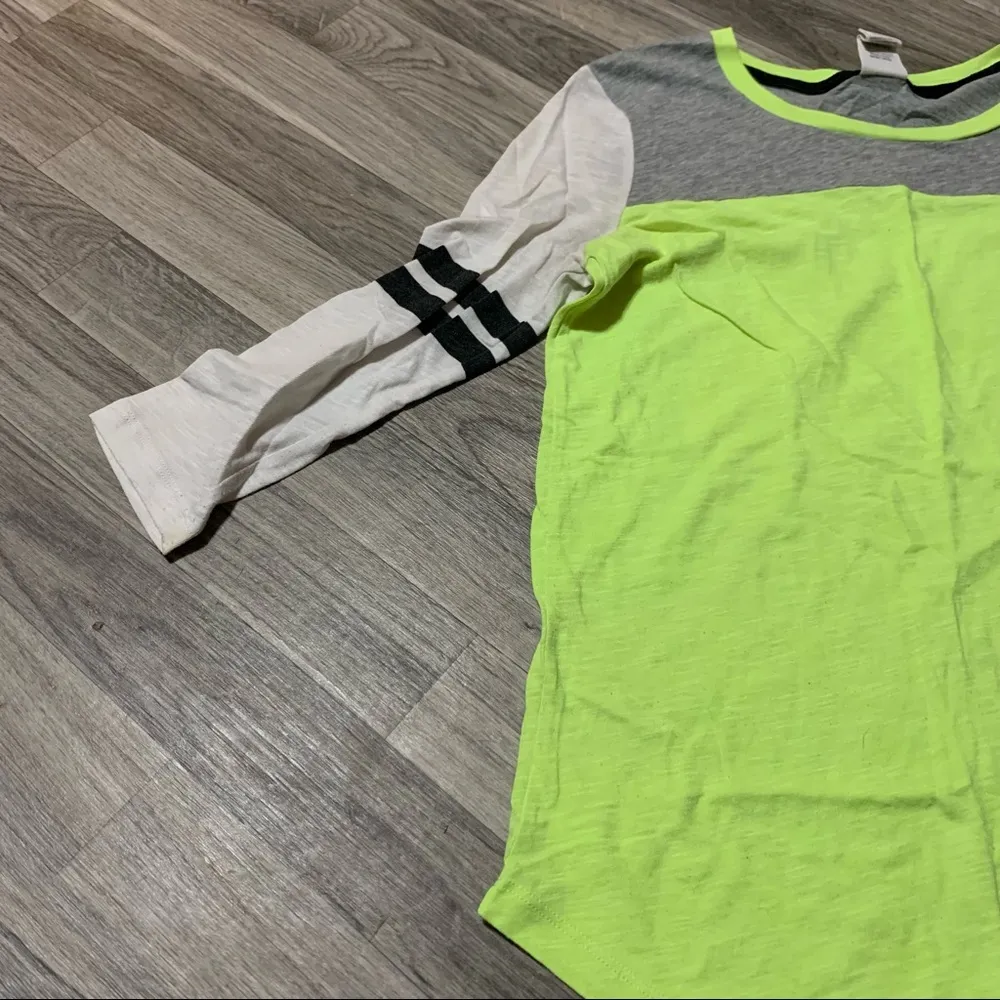 PINK Victoria’s Secret Neon Green 3/4 long sleeve Shirt; XS - Image 3