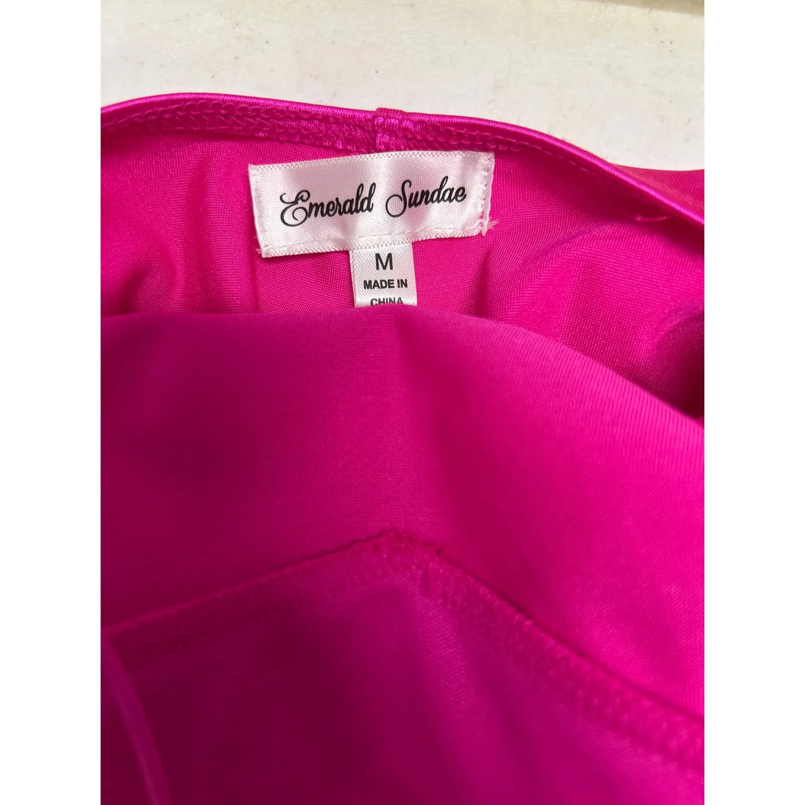 Emerald Sundae Strappy Wrap Satin Maxi Dress Gown in Hot Pink Size M - Image 4