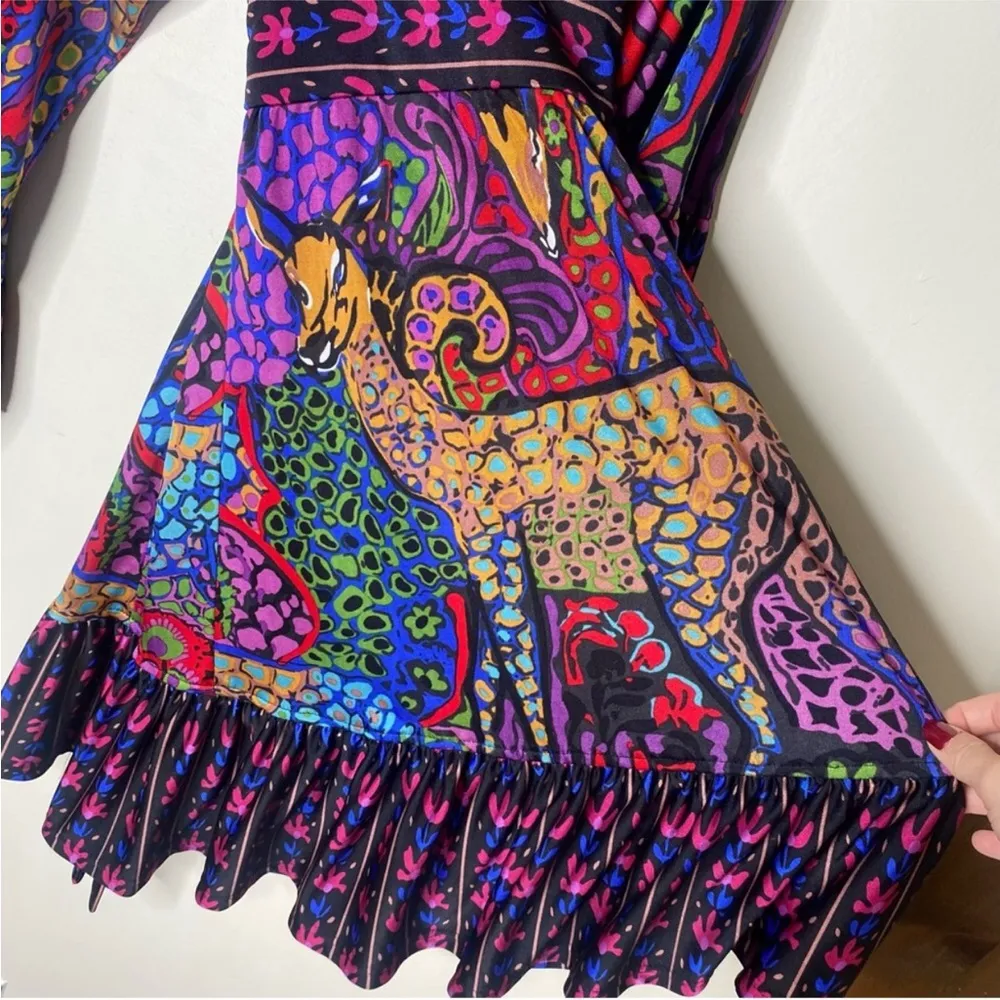 Vintage Y2K Betsey Johnson Bambi Mini Dress Retro Colorful Bell Sleeve Boho Chic - Image 13