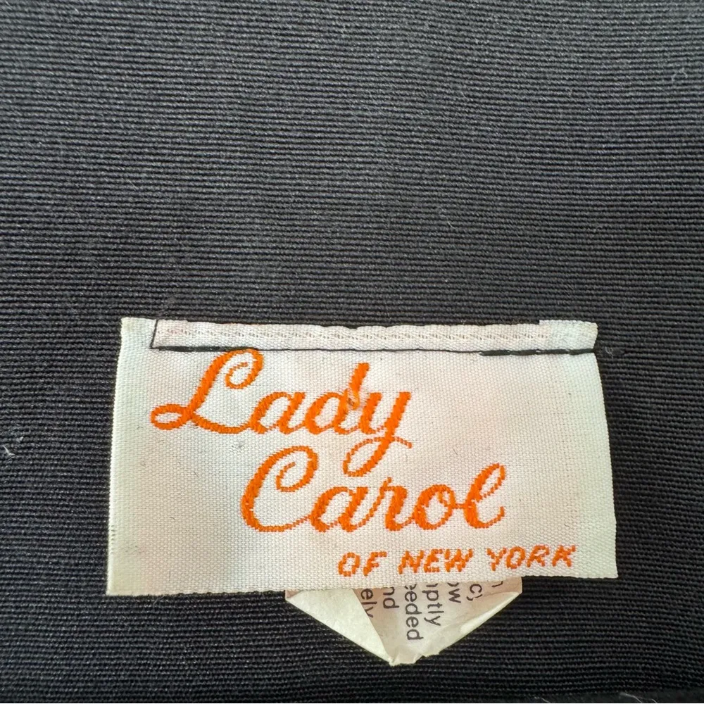 Vintage Lady Carol Black Puff Sleeve Peplum Rhinestone Blazer Blouse Size 8 - Image 5