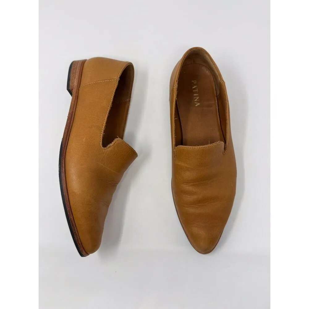 Patina Womens Shoes Brown Leather Flat Loafer Slip On Pointed Toe Classic US 8 - Image 3
