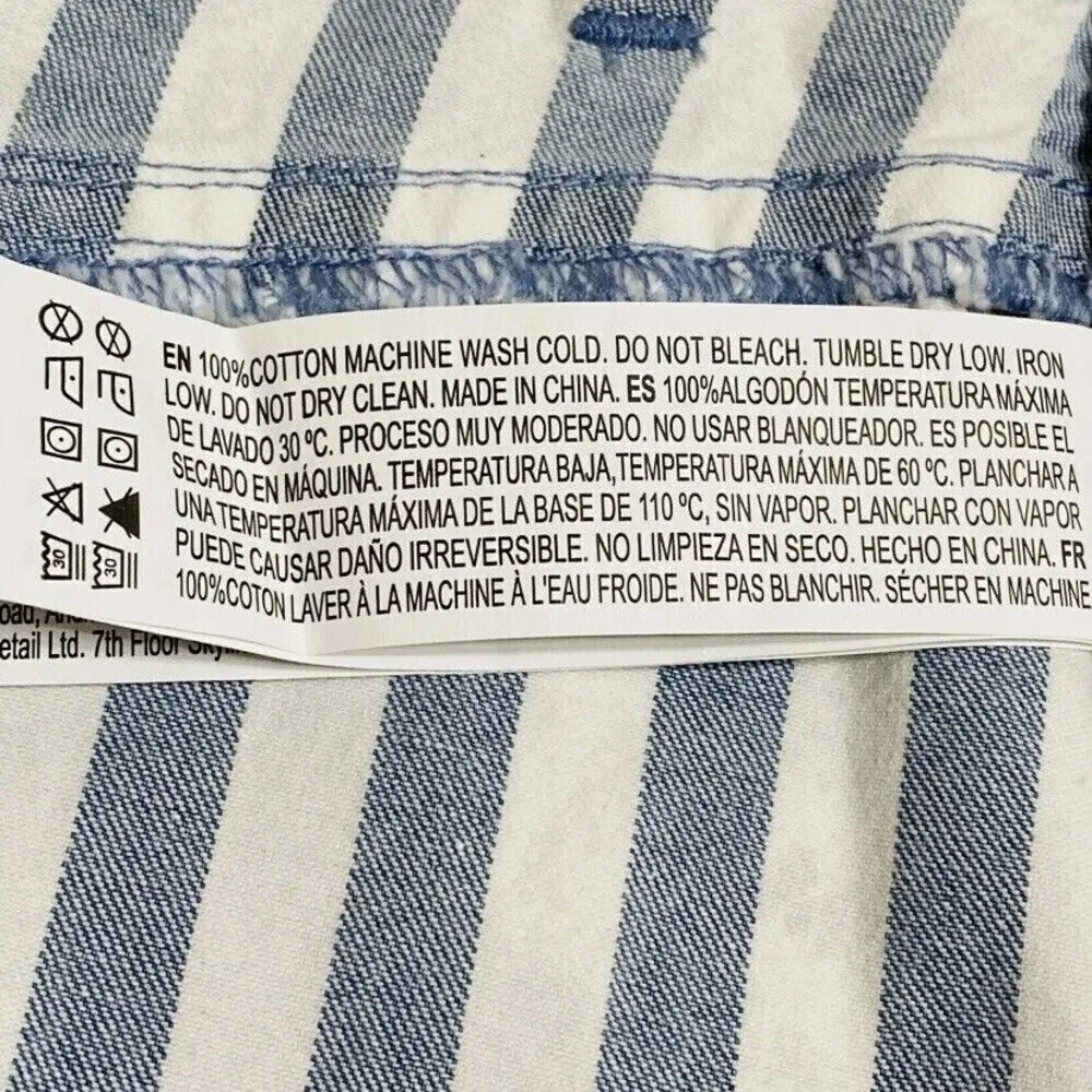 Forever 21 Blue White Striped Button Front Mini Skirt Medium NWT - Image 4