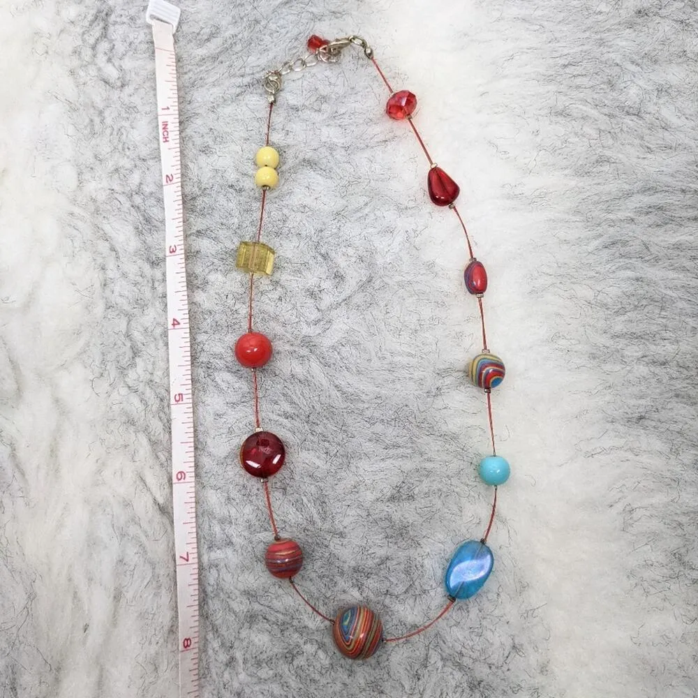 Glass bead multicolor necklace Red - Image 3