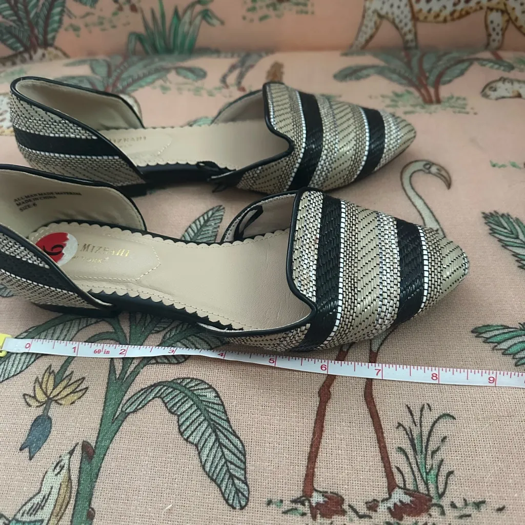 Isaac Mizrahi Woven Striped Round Almond Toe Neutral Classic Ballerina Flats 6M - Image 7