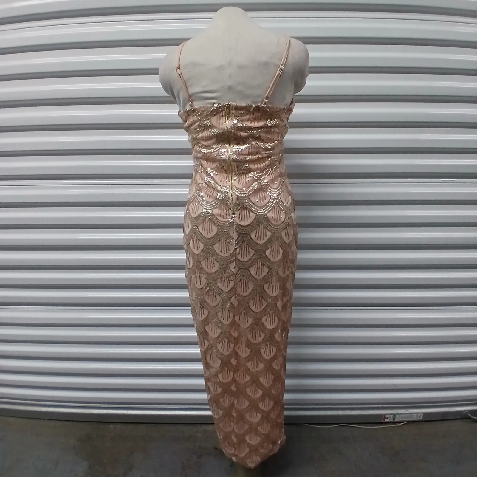 Womens Sequin Evening Gown Size Small Blush Pink Cocktail Dress Wedding Guest - Image 11