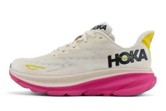 Hoka Clifton 9 Running Shoes Cream and Pink Size 10 - Image 6