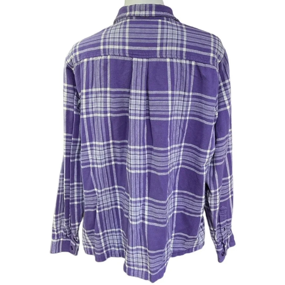 Cabela’s Plaid Flannel Button Down Shirt Purple White Size 2XL - Image 2