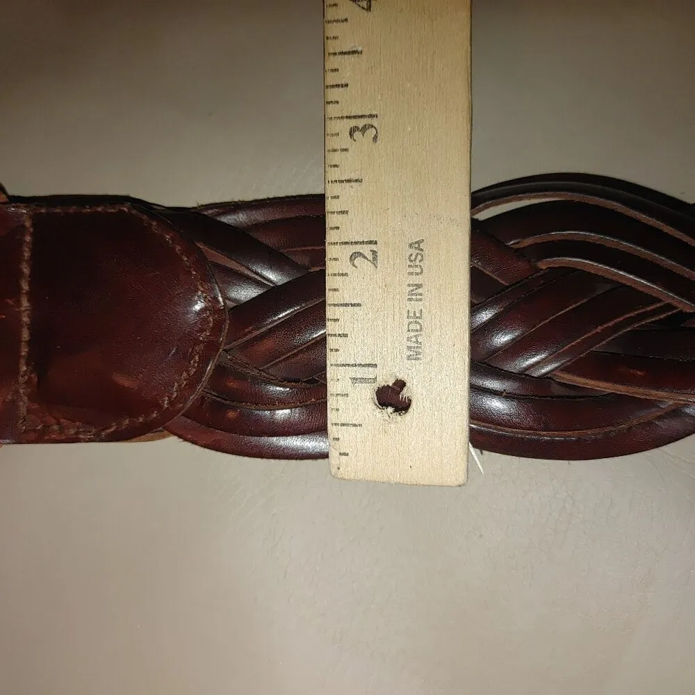 Leather Belt Limited Size 32 Large London Large Braided Paris New York Brown - Image 9