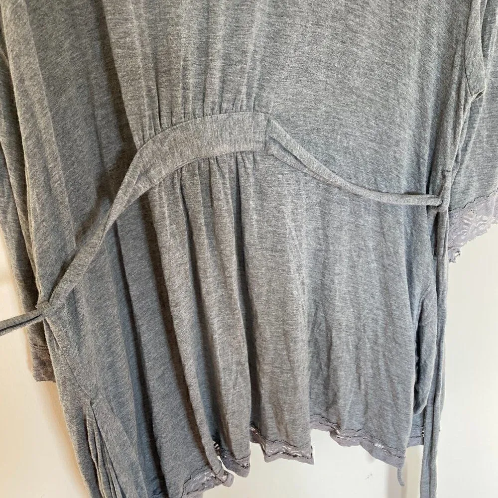 Bump In The Night Drape Tie Waist Robe Gray Size Extra Large Gray - Image 6