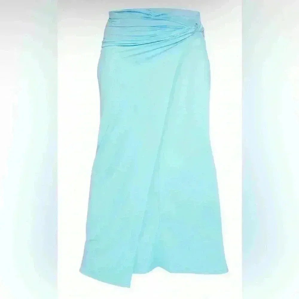 PrettyLittleThings Blue Twist Detail Soft Feel‎ Skirt Beach Cover Up Size S - Image 9