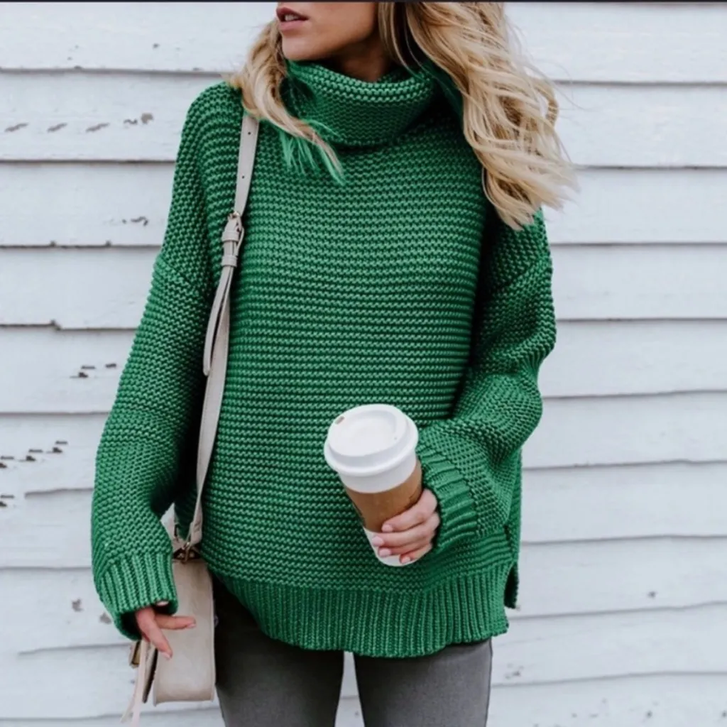 Green Knit Sweater Sz L Size L - Image 5