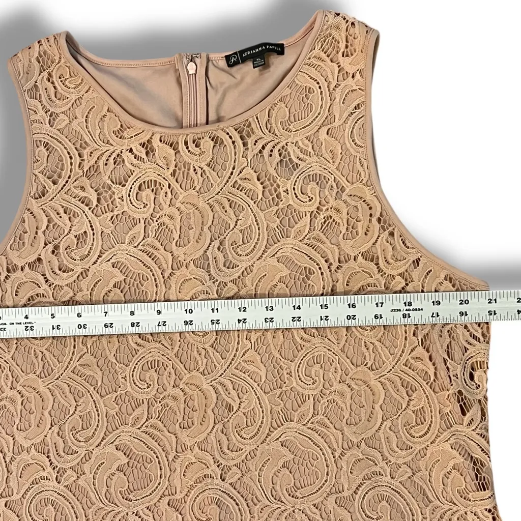 Adrianna Papell Lace Overlay Sleeveless Round Neck Blouse Blush Pink XL Barbie - Image 5