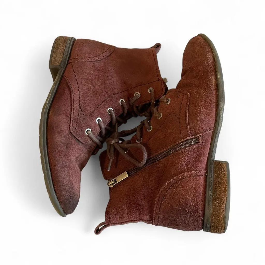 Earth Women's 7.5W Wide Lace Up Boots Burgundy Dark Red Brown Size 7.5 - Image 4