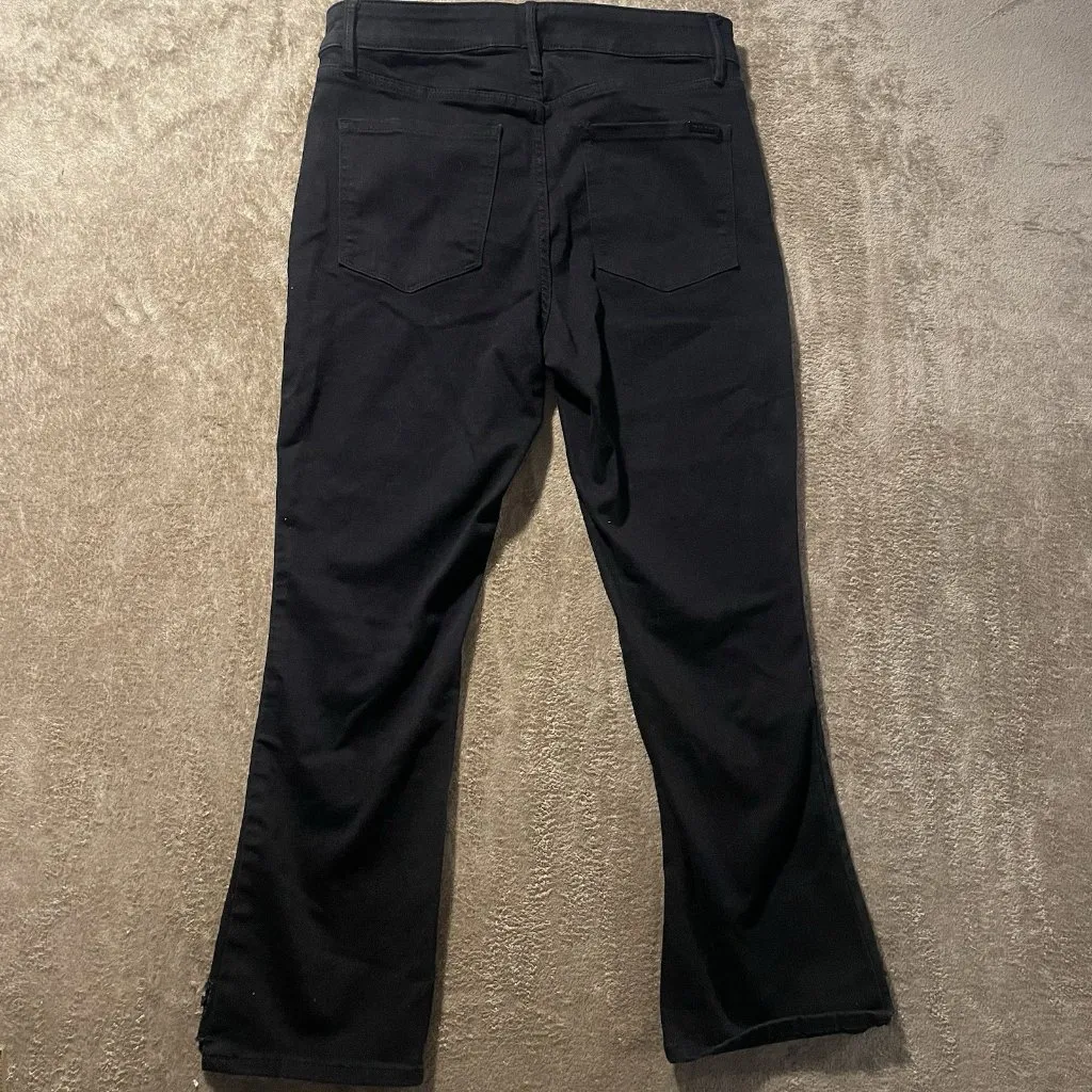 White House Black Market Jeans Womens 8 The Boot Crop Black Embroidered Rose - Image 3