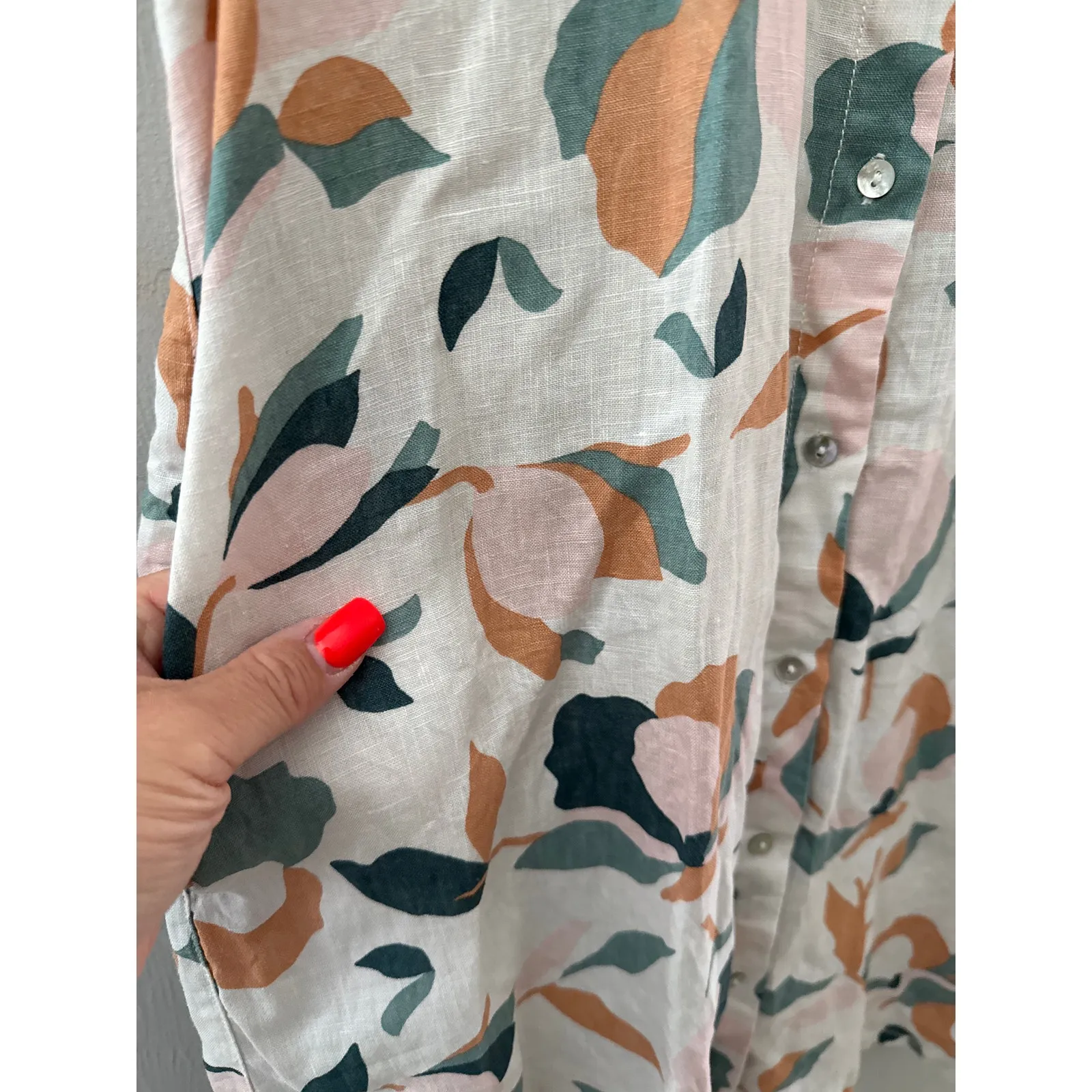 Rachel Zoe Linen Short Sleeve Button Up‎ Tee Shirt Dress Multicolor Size Small - Image 9