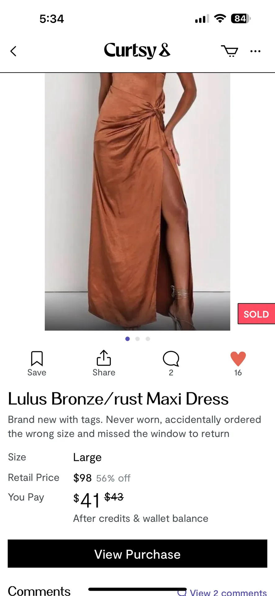 Bronze Silk Dress - Image 3