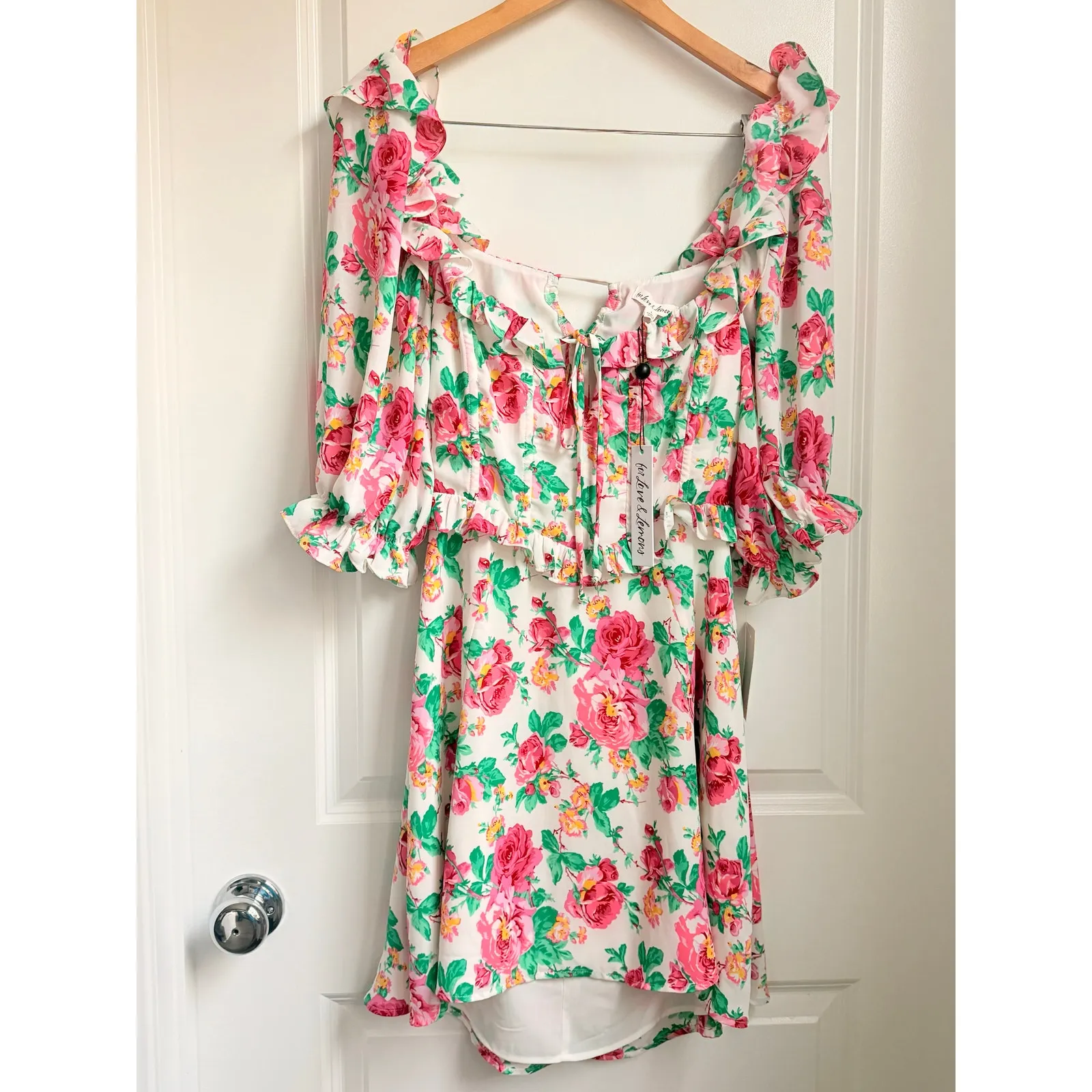 For Love & Lemons NEW Imogen Mini Dress Large‎ Floral Victorian Fate Summer - Image 3