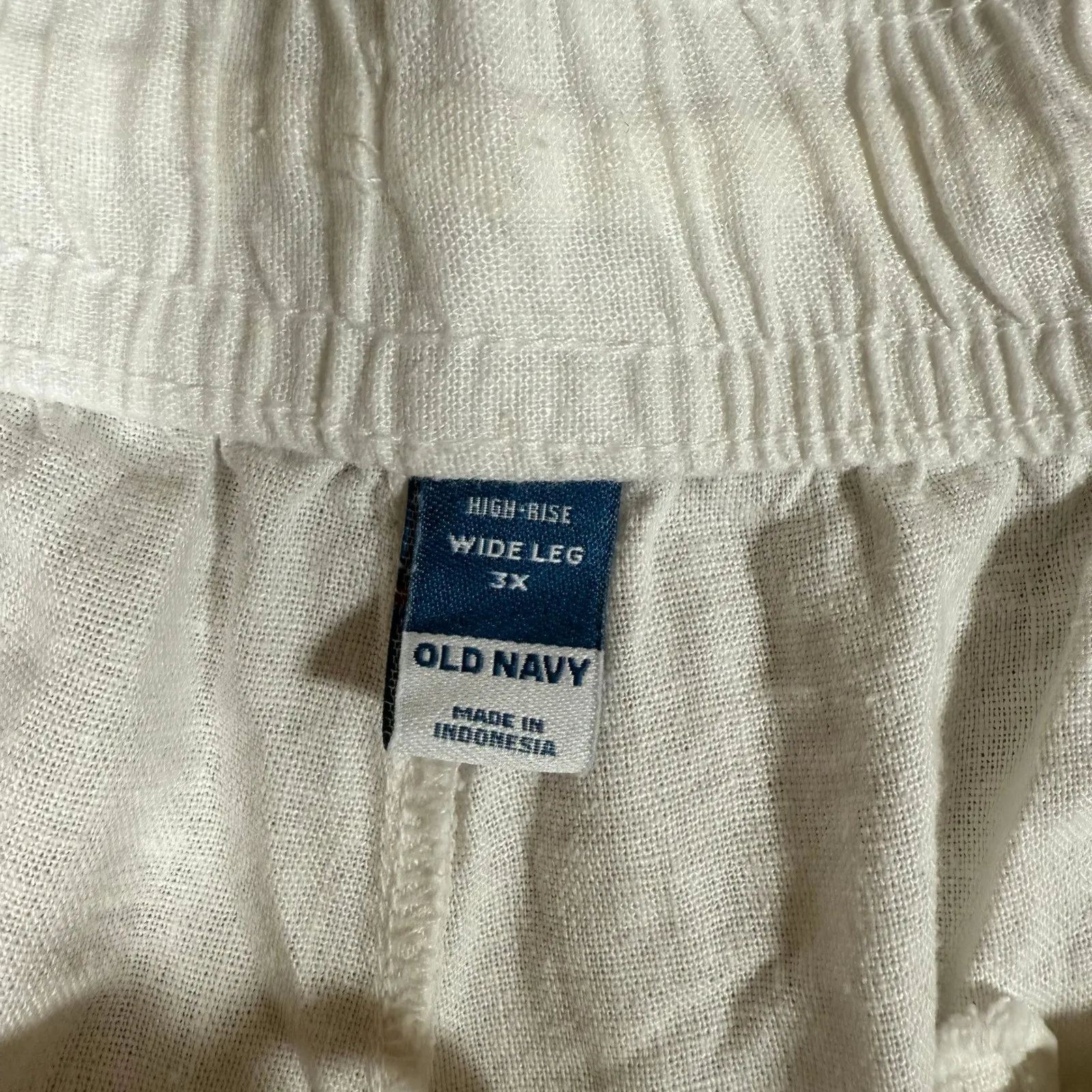 NWT Old Navy Linen Blend Wide Leg Crop Pants Elastic Waist White Woman Size 3X‎ - Image 7