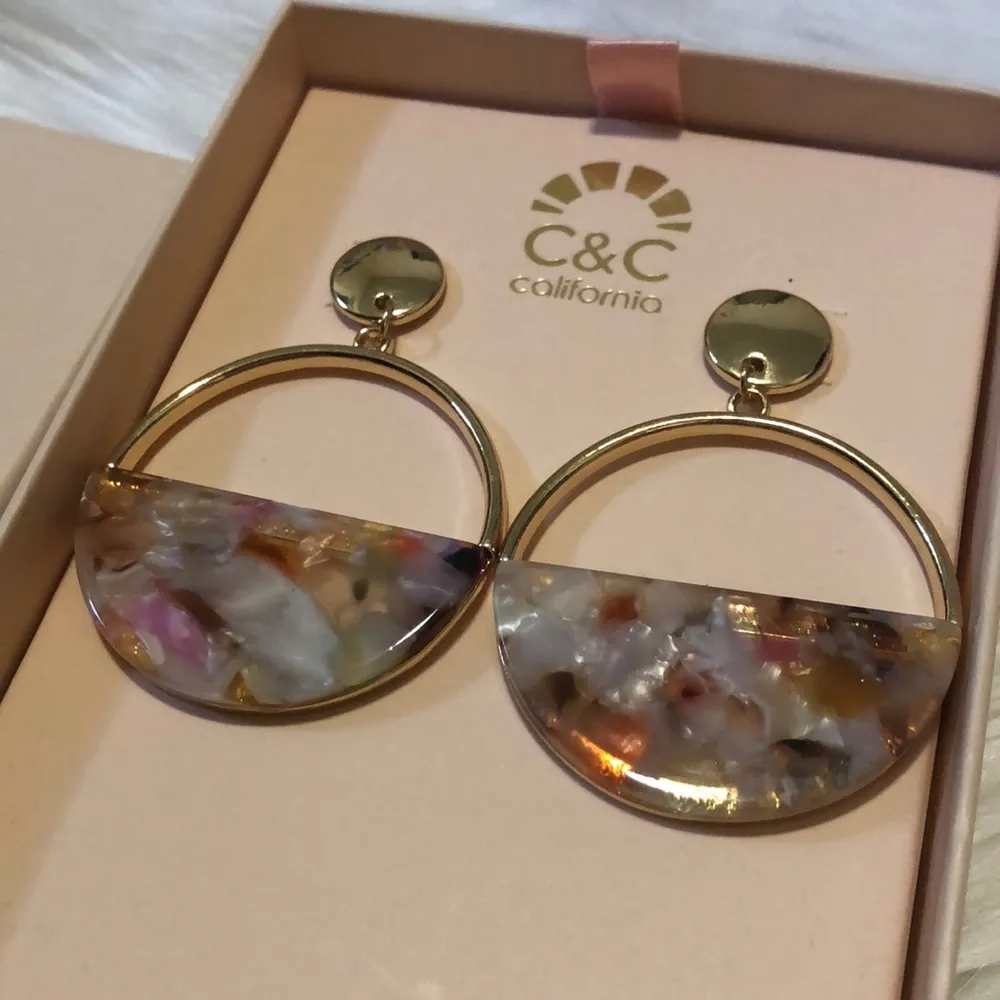 C&C California Gold and Acrylic Circle Earrings - Image 2