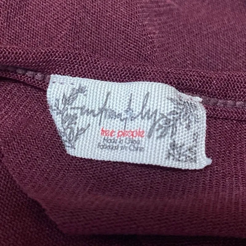 Free People Maroon Ruched Sleeveless Cami Camisole Mesh Crop Tank Top Size XS - Image 3