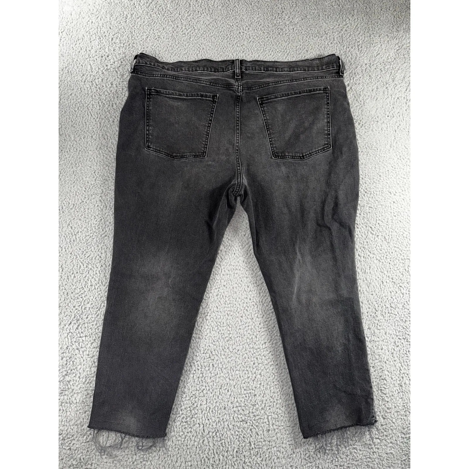 Old Navy Jeans Women 18 Low Rise Boyfriend Raw Hem‎ Charcoal Wash Denim Pants - Image 2