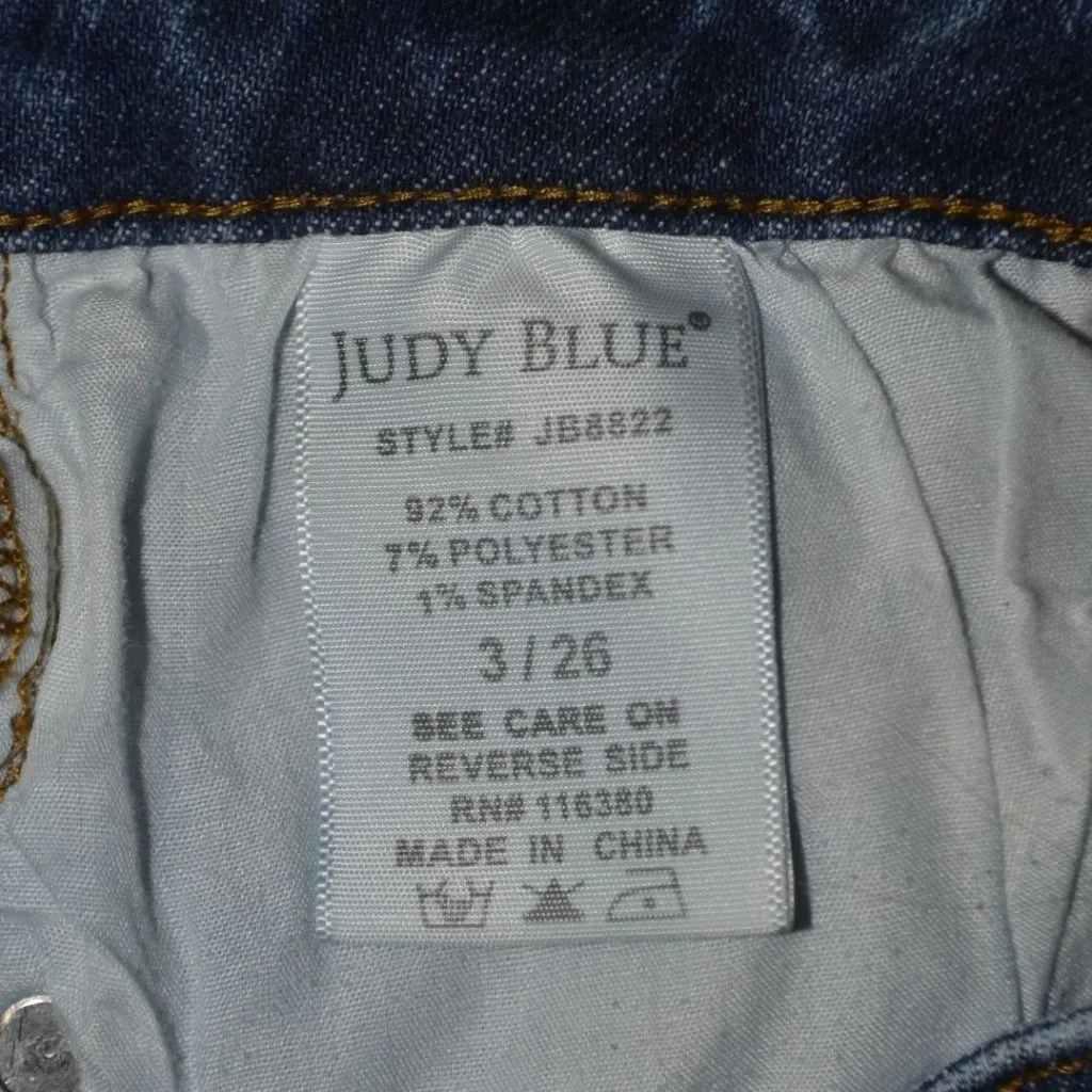 Judy Blue Skinny Jeans Ladies 3 26 Distressed Stretch Denim Pants Raw Cuffed Hem - Image 11