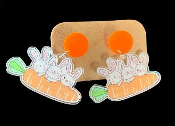 🔥3/$10 Bunnies with carrot NEW earrings perfect for Easter - Image 2