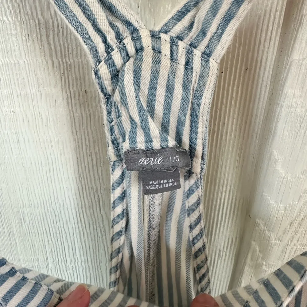 Aerie 100% Cotton Striped Overall Shorts - Image 3