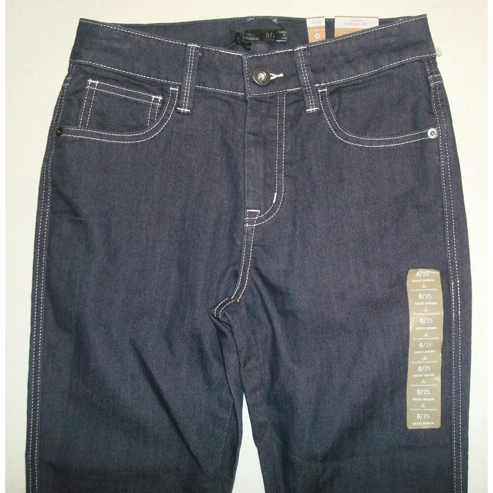 New NWT Womens 0 Short Prana Oday Jeans Denim Wash Blue White Stitc 25 X 28 Dark - Image 3