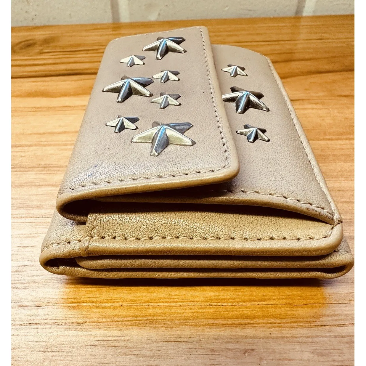 Jimmy Choo‎ Nemo Trifold Wallet With Coin Purse Stars Studs Leather Small Wallet - Image 15