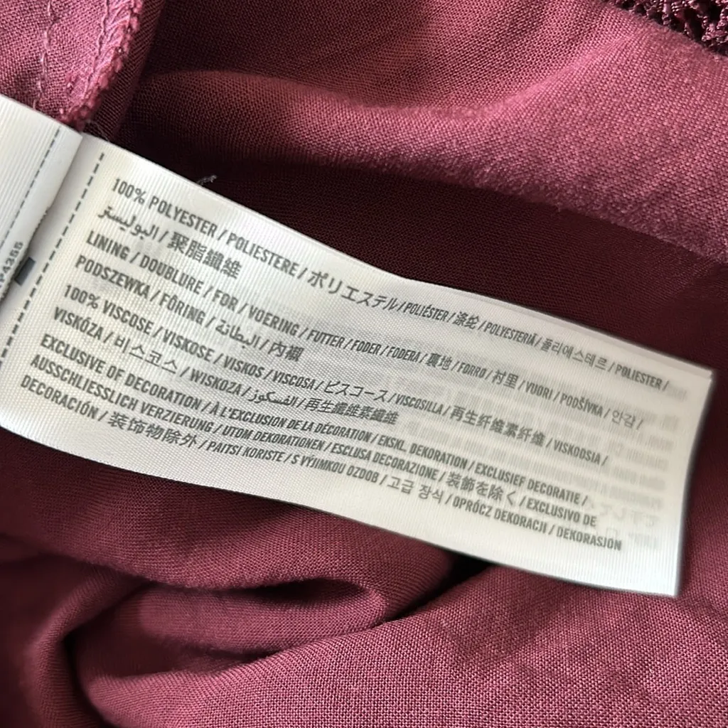 Abercrombie & Fitch Burgundy Crochet Sleeveless‎ V-Neck Spring Dress Size 2 - Image 7