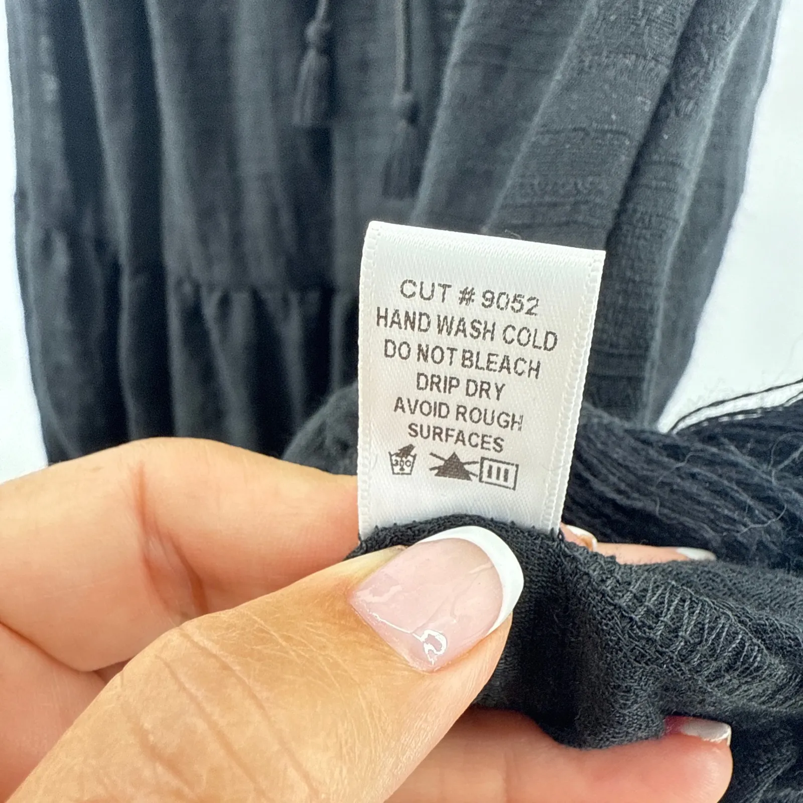 Robin Piccone‎ Natalie Black Cover-Up Dress Drawstring Waist Fringe Hem Small - Image 9