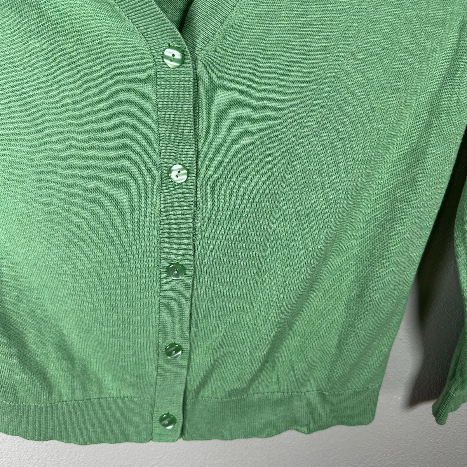 J Jill Organically Grown Cotton Green Cardigan Sweater Womens Size Large Tall LT - Image 2