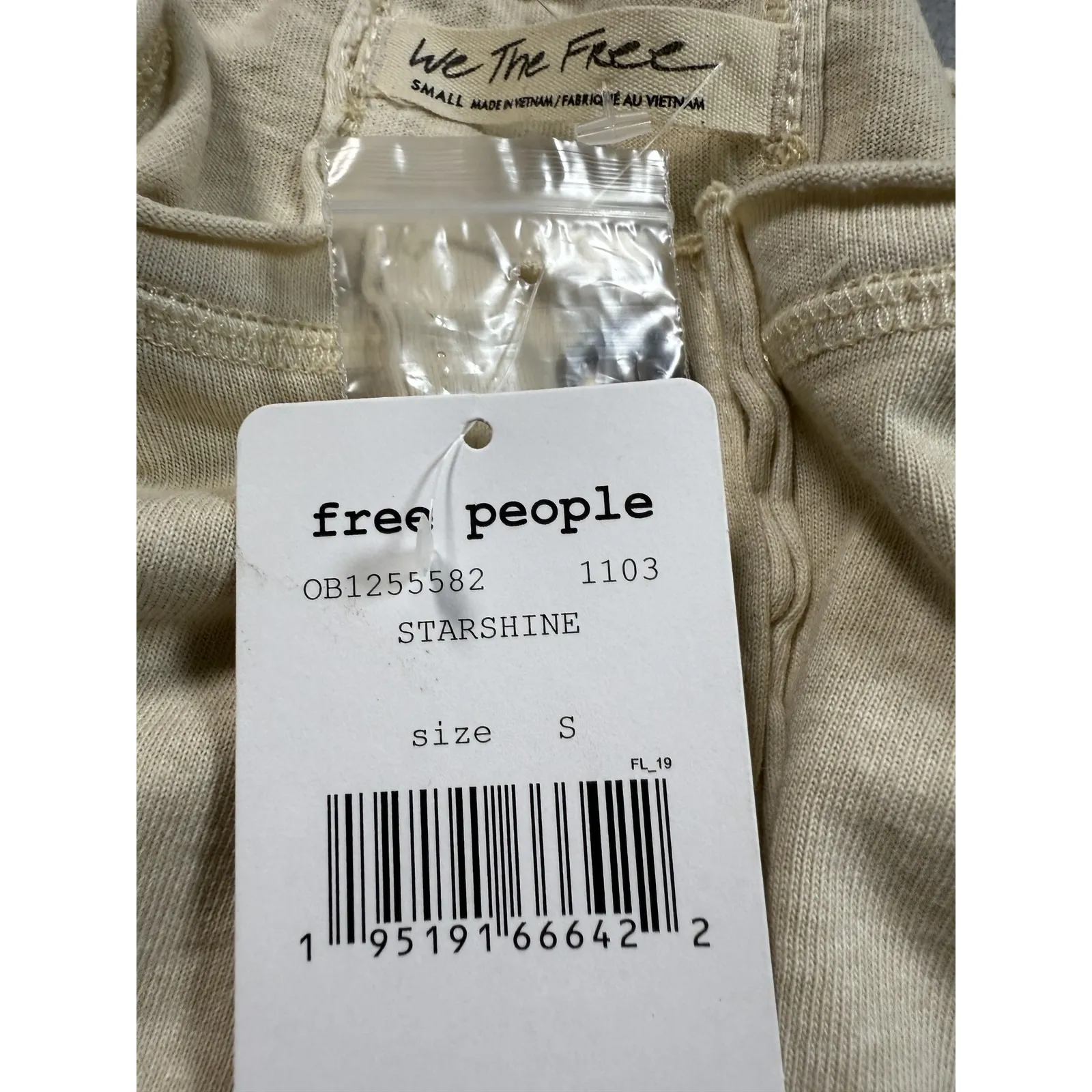 Free People‎ We The Free Shirt Womens Small Beige Starshine Henley Button Top - Image 5