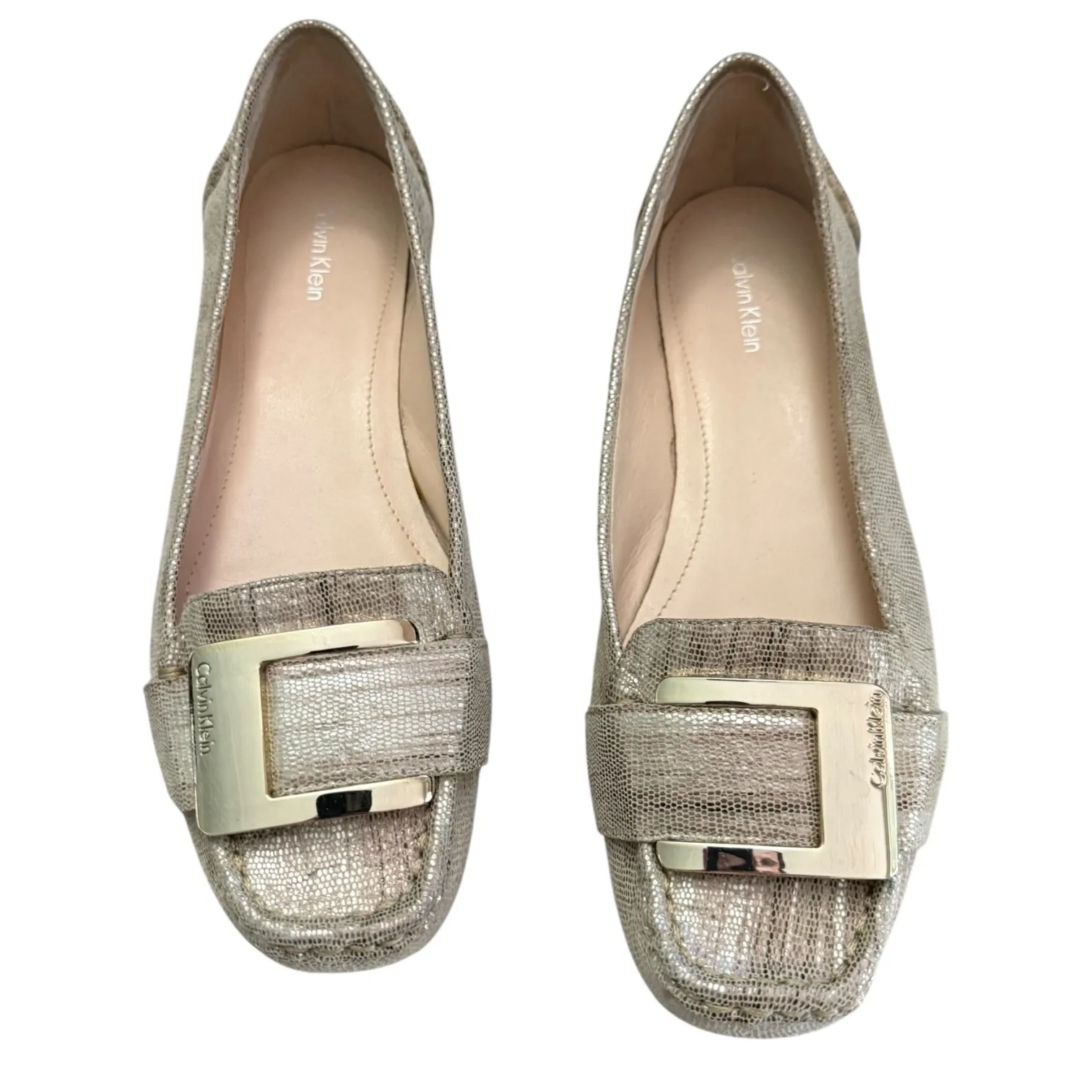 Calvin Klein Slip On Gold Monet Faux Lizard Flats Size 8.5 - Image 3