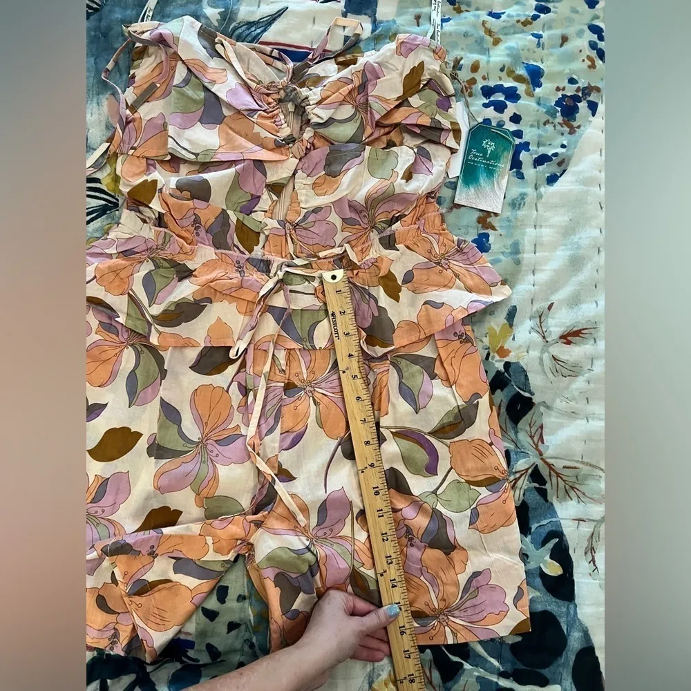 TRUE DESTINATIONS L Floral Peplum Romper in Beige Multi Saks Pink Size L - Image 12